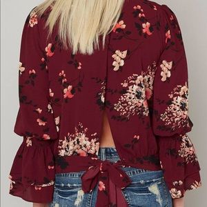 Long sleeve open back top